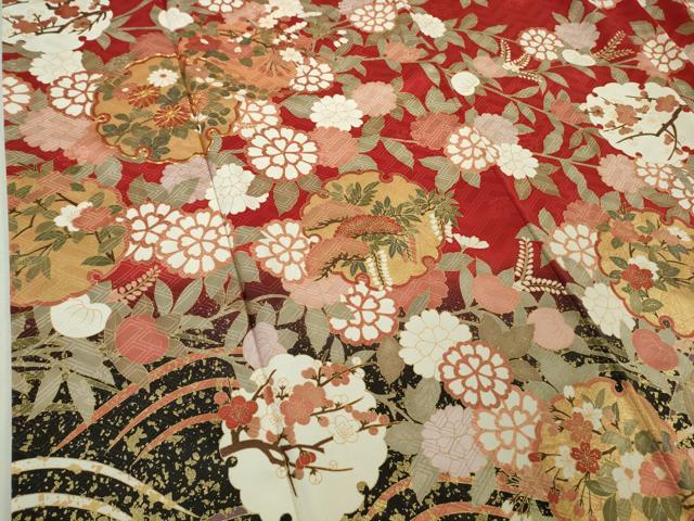 平和屋着物●極上　十日町老舗ブランド　吉澤友禅　吾妻徳穂　振袖　雪輪吉祥花文　暈し染め　金彩　逸品　DZAB5631kh6