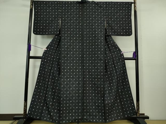 平和屋着物○極上 白山紬 花並べ 濃紺地 逸品 DZAB5636kh6 平和屋着物○極上 白山紬 花並べ 濃紺地 逸品 DZAB5636kh6