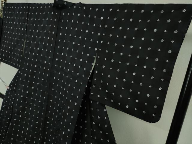 平和屋着物●極上　白山紬　花並べ　濃紺地　逸品　DZAB5636kh6 平和屋着物○極上 白山紬 花並べ 濃紺地 逸品 DZAB5636kh6