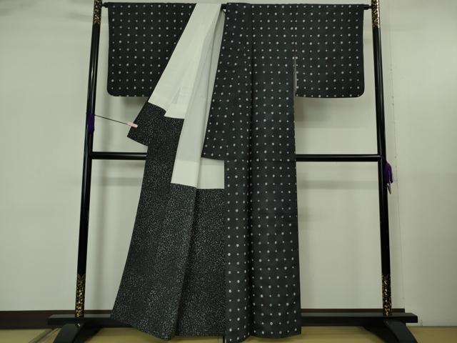 平和屋着物●極上　白山紬　花並べ　濃紺地　逸品　DZAB5636kh6 平和屋着物○極上 白山紬 花並べ 濃紺地 逸品 DZAB5636kh6