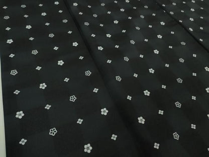 平和屋着物●極上　白山紬　花並べ　濃紺地　逸品　DZAB5636kh6