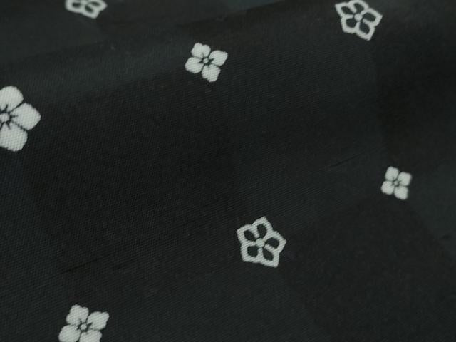 平和屋着物●極上　白山紬　花並べ　濃紺地　逸品　DZAB5636kh6