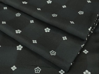 平和屋着物●極上　白山紬　花並べ　濃紺地　逸品　DZAB5636kh6