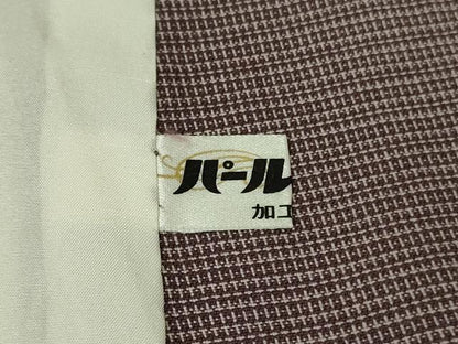 平和屋着物▽極上　綿薩摩　東郷織物謹製　単衣　みじん格子　葡萄鼠色地　逸品　DZAB5640kh6