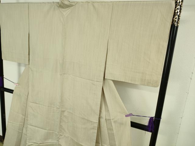 平和屋着物▽極上 紬 単衣 縞 逸品 DZAB5641kh6