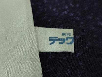 平和屋着物▽極上　お召　単衣　菱地紋　パンジー色地　逸品　DZAB5644kh6