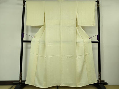 平和屋着物▽極上　色無地　単衣　草花地紋　女郎花色　松坂屋扱い　逸品　DZAB5645kh6
