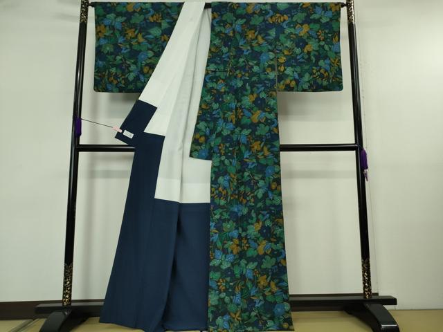 平和屋着物●極上　洗える最高級着物　＜英＞はなぶさ謹製　小紋　草花文　逸品　DZAB5649kh6