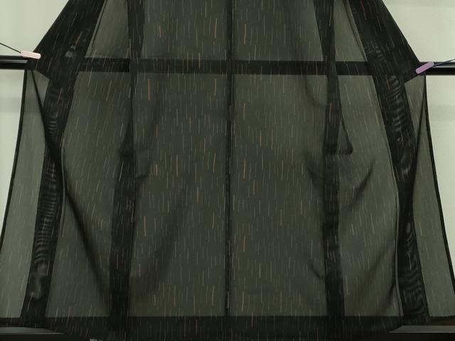 平和屋着物＊極上　夏物　洗える最高級着物　＜英＞はなぶさ謹製　小紋　絽　黒地　逸品　DZAB5651kh6