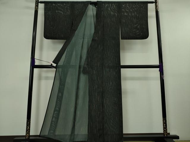 平和屋着物＊極上　夏物　洗える最高級着物　＜英＞はなぶさ謹製　小紋　絽　黒地　逸品　DZAB5651kh6
