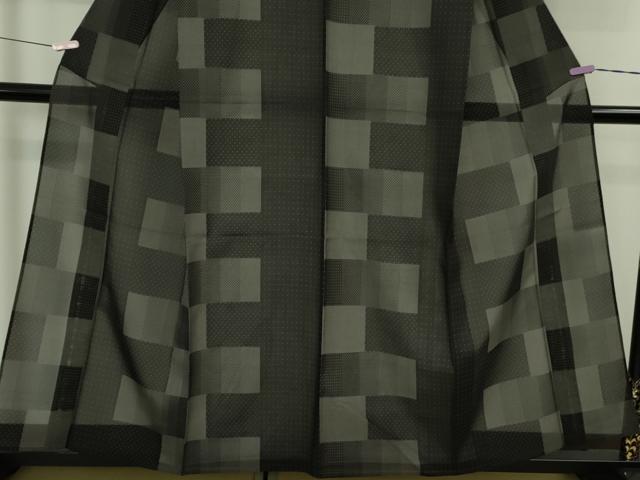 平和屋着物＊極上 夏物 本場大島紬 夏大島 9マルキ 変わり市松 黒地 逸品 DZAB5652kh6