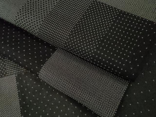 平和屋着物＊極上 夏物 本場大島紬 夏大島 9マルキ 変わり市松 黒地 逸品 DZAB5652kh6