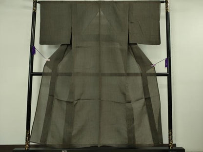平和屋着物＊極上 夏物 本場小千谷ちぢみ 麻 縞 檳榔子染色地 逸品 DZAB5653kh6