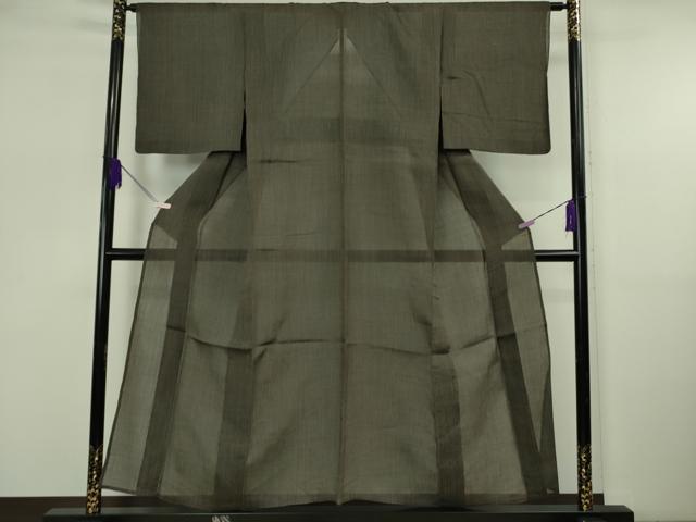 平和屋着物＊極上 夏物 本場小千谷ちぢみ 麻 縞 檳榔子染色地 逸品 DZAB5653kh6