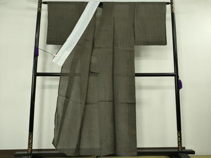 平和屋着物＊極上 夏物 本場小千谷ちぢみ 麻 縞 檳榔子染色地 逸品 DZAB5653kh6