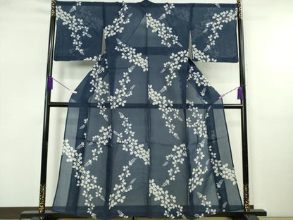 平和屋本店∴極上　夏物　竺仙　綿紅梅　浴衣　萩　阪急百貨店扱い　証紙・反端付き　逸品　DZAB5654kh6