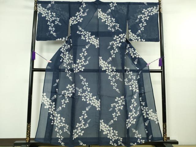 平和屋本店∴極上　夏物　竺仙　綿紅梅　浴衣　萩　阪急百貨店扱い　証紙・反端付き　逸品　DZAB5654kh6