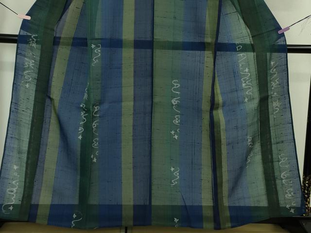 平和屋着物＊極上 夏物 絹芭蕉 小紋 千鳥 間道 逸品 未使用 DZAB5655kh6
