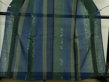平和屋着物＊極上 夏物 絹芭蕉 小紋 千鳥 間道 逸品 未使用 DZAB5655kh6
