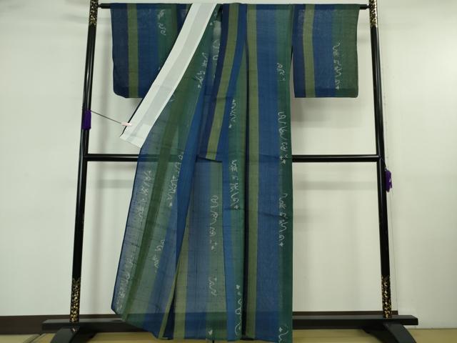 平和屋着物＊極上　夏物　絹芭蕉　小紋　千鳥　間道　逸品　未使用　DZAB5655kh6 平和屋着物＊極上 夏物 絹芭蕉 小紋 千鳥 間道 逸品 未使用 DZAB5655kh6