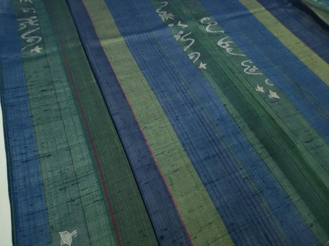 平和屋着物＊極上　夏物　絹芭蕉　小紋　千鳥　間道　逸品　未使用　DZAB5655kh6 平和屋着物＊極上 夏物 絹芭蕉 小紋 千鳥 間道 逸品 未使用 DZAB5655kh6