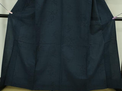 平和屋本店▽極上　綿薩摩　東郷織物謹製　手織　160亀甲　實篤　永江明夫　正藍染　単衣　逸品　DZAB5658kh6