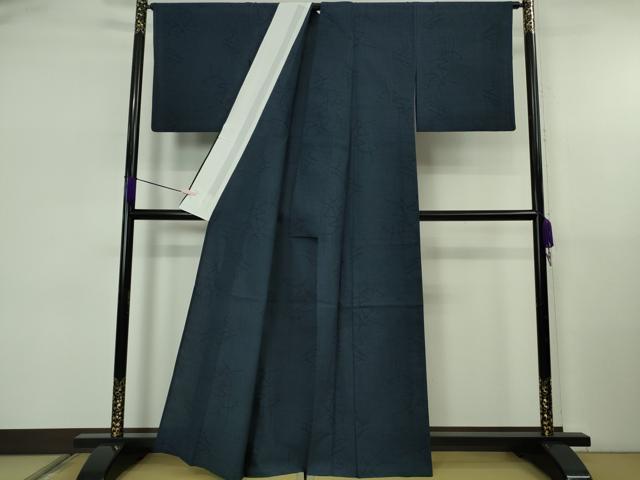 平和屋本店▽極上　綿薩摩　東郷織物謹製　手織　160亀甲　實篤　永江明夫　正藍染　単衣　逸品　DZAB5658kh6