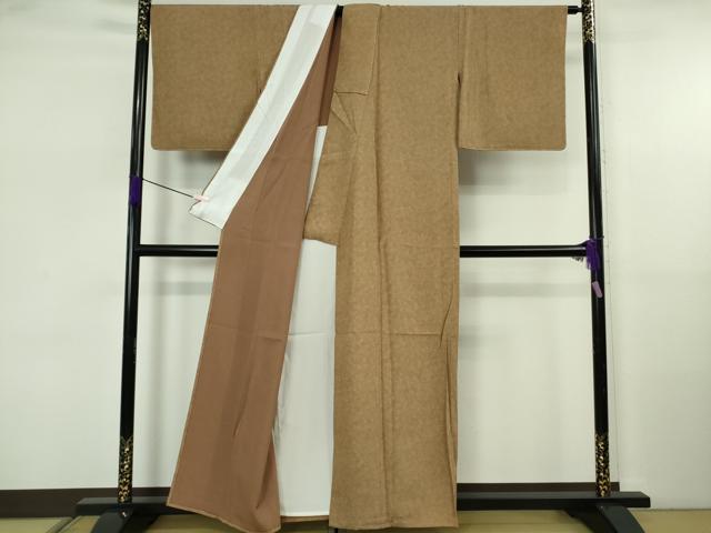 平和屋着物▽極上　江戸小紋　単衣　菊尽くし　焦香色×飴色　逸品　未使用　DZAB5659kh6