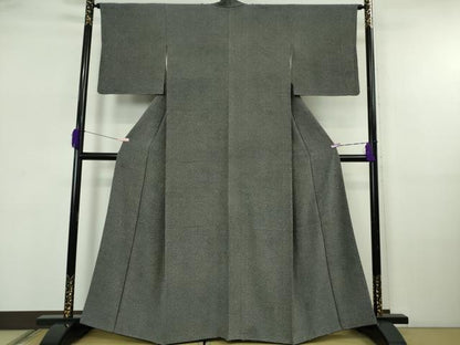 平和屋着物●極上　江戸小紋染工房　小林染芸　小林茂徳　江戸小紋　舞花文　黒×白　逸品　DZAB5662kh6