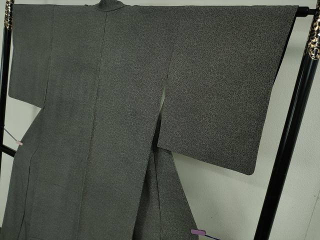 平和屋着物●極上　江戸小紋染工房　小林染芸　小林茂徳　江戸小紋　舞花文　黒×白　逸品　DZAB5662kh6