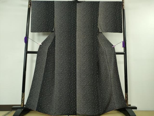 平和屋着物●極上　小紋　舞桜　黒地　鬼しぼ縮緬　逸品　DZAB5663kh6 平和屋着物○極上 小紋 舞桜 黒地 鬼しぼ縮緬 逸品 DZAB5663kh6