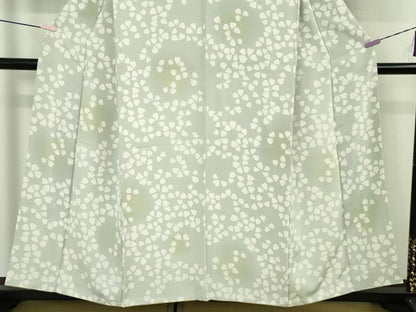 平和屋着物●極上　小紋　舞花弁　灰青色地　暈し染め　逸品　DZAB5665kh6