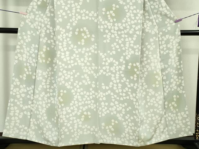 平和屋着物●極上　小紋　舞花弁　灰青色地　暈し染め　逸品　DZAB5665kh6