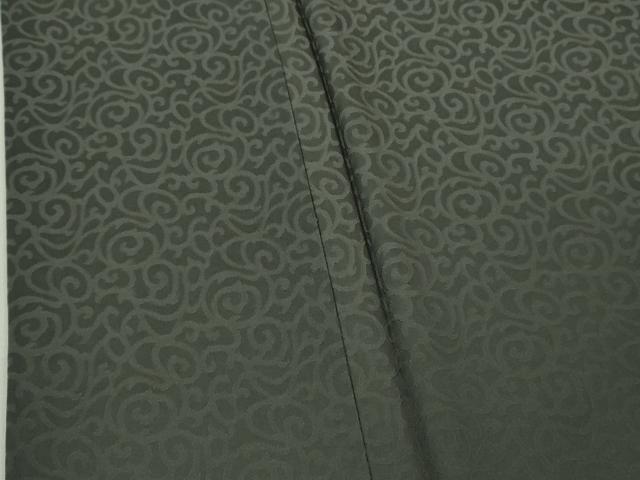 平和屋着物●極上　ろうけつ染め作家　齋藤良樹　色無地　お召地　唐草地紋　藍墨茶色　逸品　未使用　DZAB5668kh6