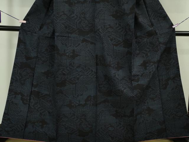 平和屋着物●極上　本場結城紬　重要無形文化財　100亀甲　風景文　逸品　DZAB5672kh6