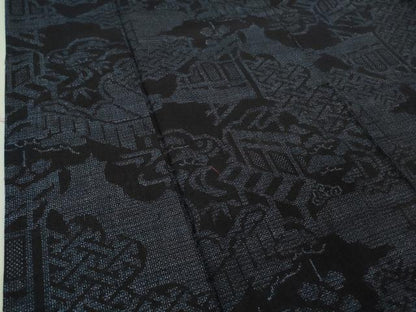 平和屋着物●極上　本場結城紬　重要無形文化財　100亀甲　風景文　逸品　DZAB5672kh6