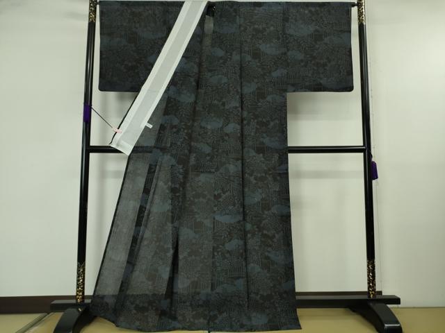 平和屋着物＊極上 夏物 越後夏結城物語 伝統工芸士 白川貞夫 100亀甲 風景花文 十日町白新染織謹製 証紙付き 逸品 DZAB5675kh6