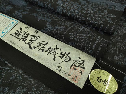 平和屋着物＊極上 夏物 越後夏結城物語 伝統工芸士 白川貞夫 100亀甲 風景花文 十日町白新染織謹製 証紙付き 逸品 DZAB5675kh6