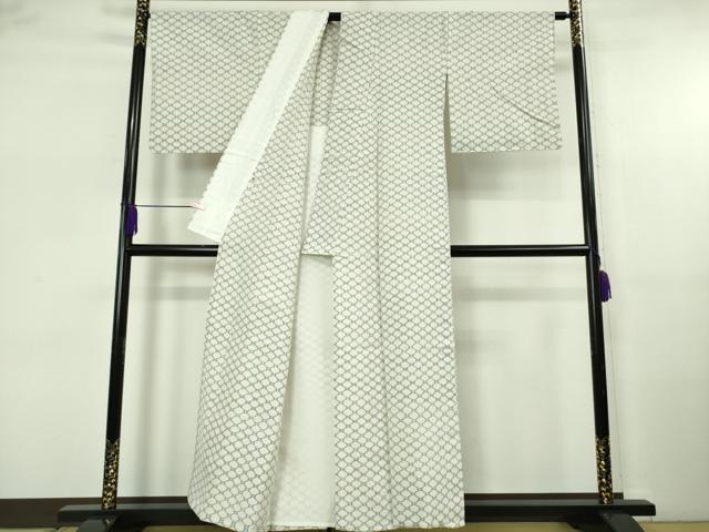 平和屋着物▽極上 弓浜絣 単衣 綿 網目文 逸品 DZAB5677kh6