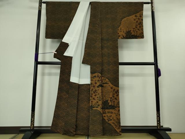 平和屋着物●極上　訪問着　作家物　型染　花鳥文　鬼しぼ縮緬　逸品　未使用　DZAB5679kh6