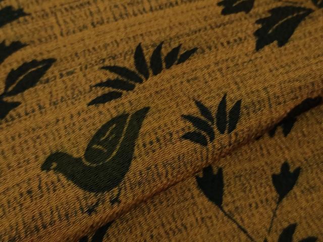 平和屋着物●極上　訪問着　作家物　型染　花鳥文　鬼しぼ縮緬　逸品　未使用　DZAB5679kh6
