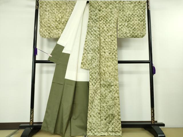 平和屋着物●極上　結城紬地　あられ小紋　作家物　逸品　未使用　DZAB5680kh6