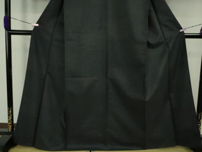 平和屋着物●極上　撫松庵　小紋　縞　黒地　洗える着物　逸品　DZAB5684kh6