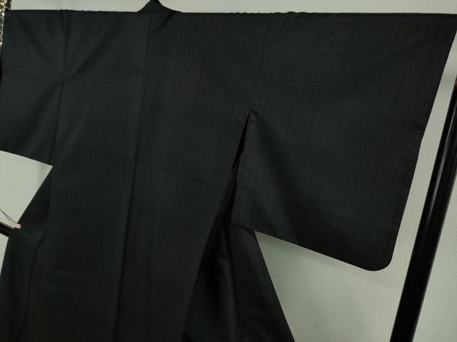 平和屋着物●極上　撫松庵　小紋　縞　黒地　洗える着物　逸品　DZAB5684kh6 平和屋着物○極上 撫松庵 小紋 縞 黒地 洗える着物 逸品 DZAB5684kh6