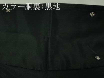 平和屋着物●極上　撫松庵　小紋　縞　黒地　洗える着物　逸品　DZAB5684kh6