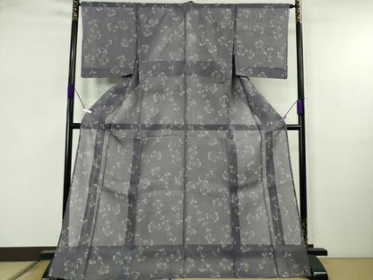 平和屋着物＊極上 夏物 絹芭蕉 小紋 草花文 紅掛空色地 逸品 未使用 DZAB5685kh6