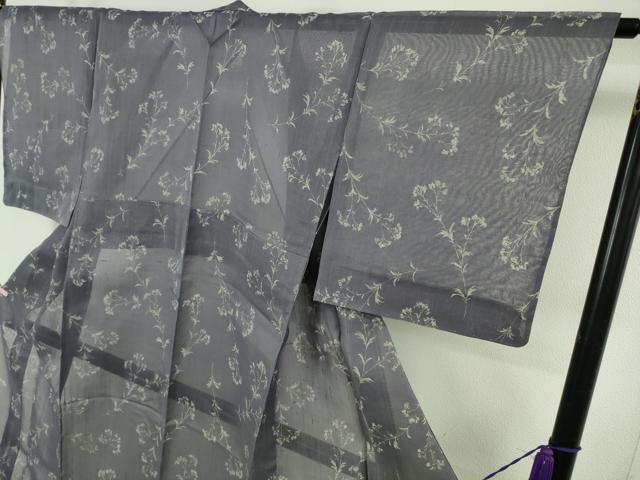 平和屋着物＊極上 夏物 絹芭蕉 小紋 草花文 紅掛空色地 逸品 未使用 DZAB5685kh6