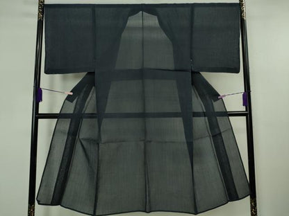 平和屋着物＊極上 夏物 男性 本場小千谷ちぢみ 麻 色無地 留紺色 逸品 未使用 DZAB5686kh6