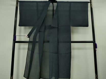 平和屋着物＊極上 夏物 男性 本場小千谷ちぢみ 麻 色無地 留紺色 逸品 未使用 DZAB5686kh6