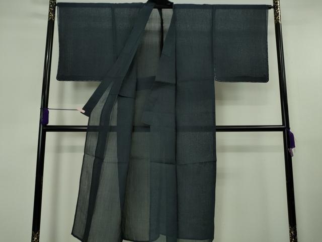 平和屋着物＊極上 夏物 男性 本場小千谷ちぢみ 麻 色無地 留紺色 逸品 未使用 DZAB5686kh6